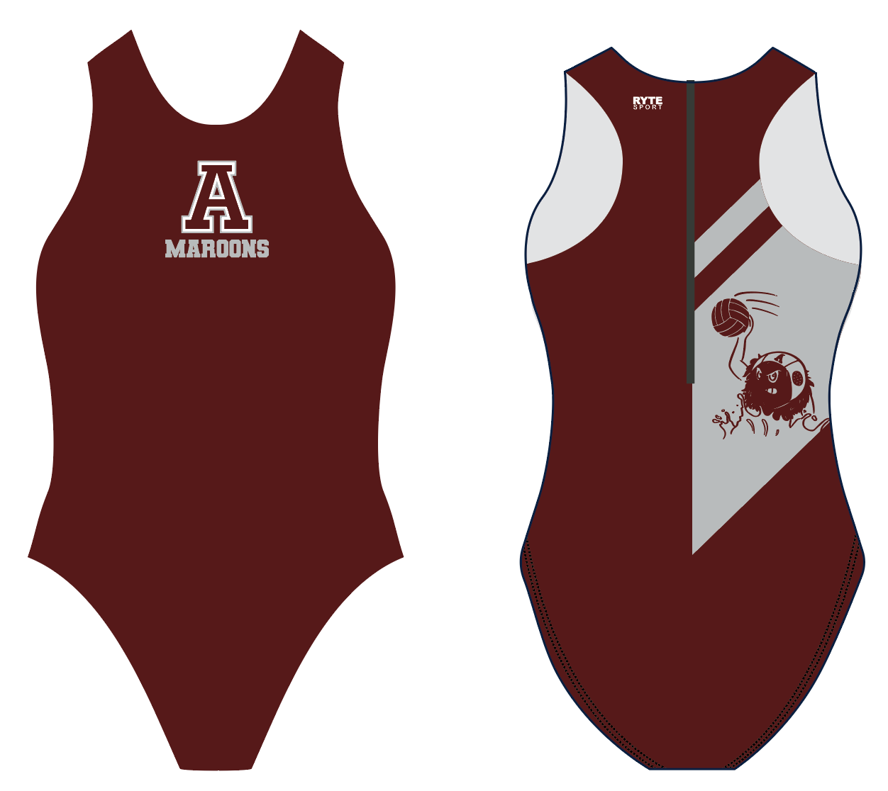 Maroons Zip Up Water Polo Suit